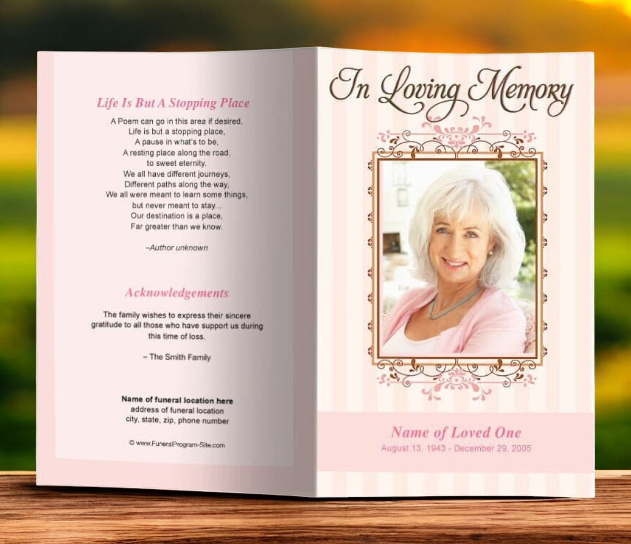 Seraphina Funeral Program Template