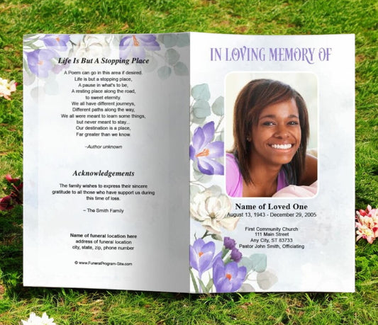 Freesia Watercolor Funeral Program Template