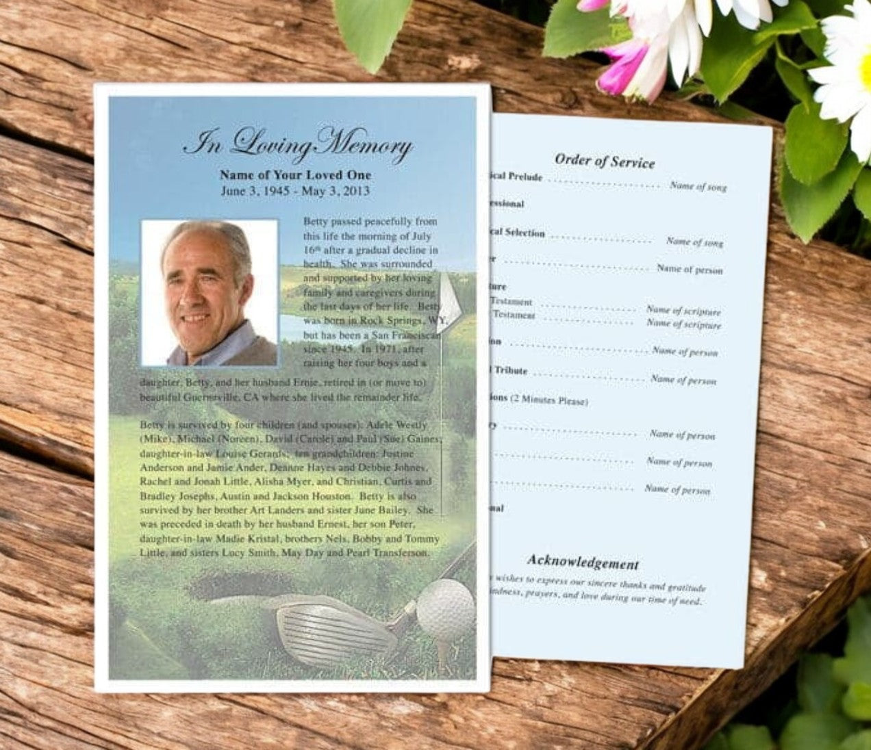 Golfer Funeral Flyer Template