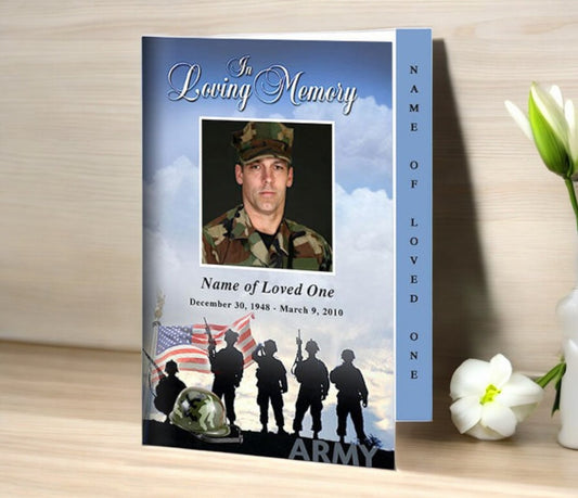 Army 4-Sided Graduated Funeral Program Template