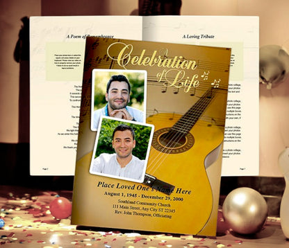 Guitar Funeral Booklet Template