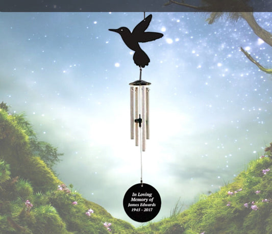 Hummingbird Silhouette In Loving Memory Memorial Wind Chime - Funeral Program - Site Funeral Programs & Templates