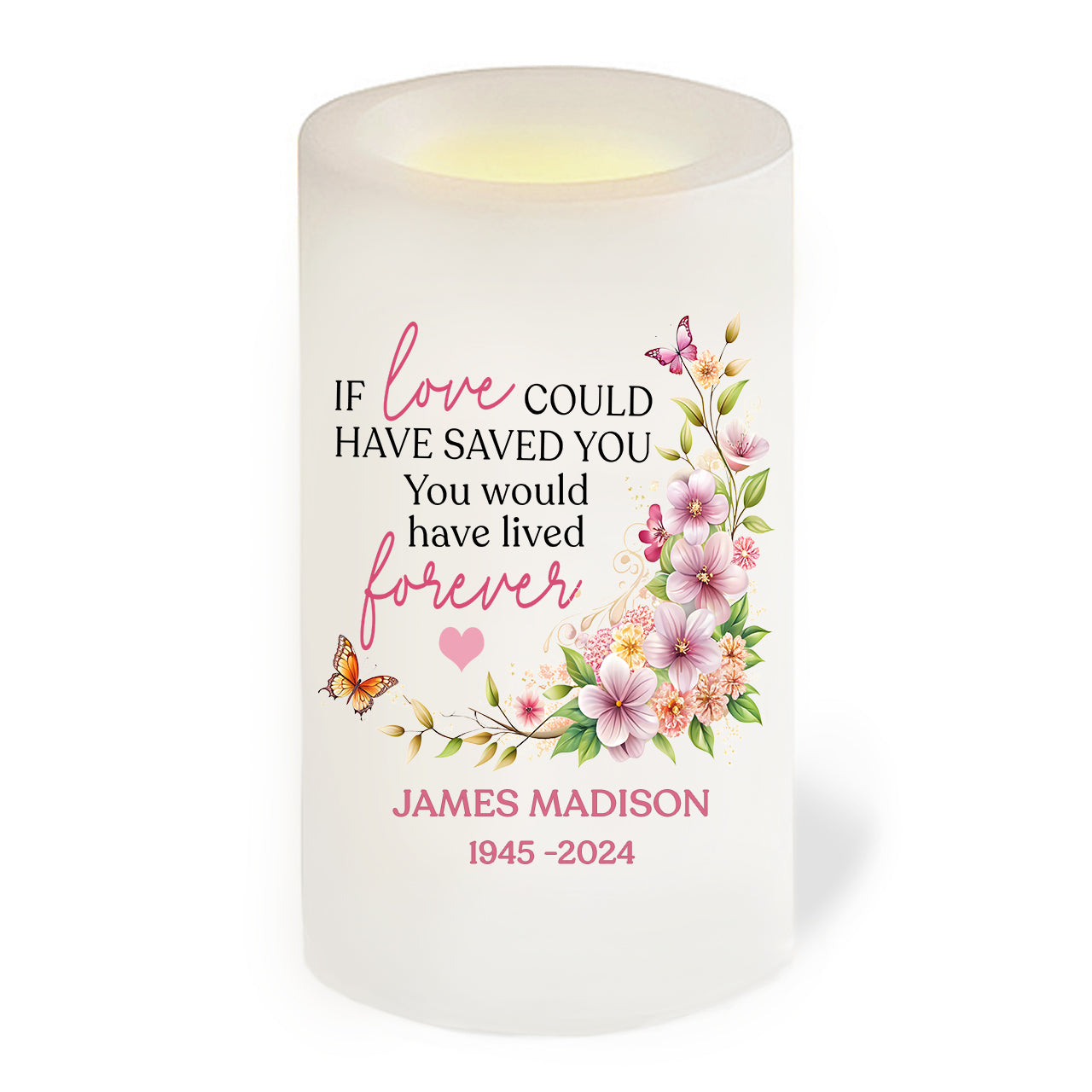 If Love Personalized Flameless LED Memorial Candle