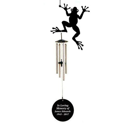 Personalized Frog Silhouette In Loving Memory Memorial Wind Chime.