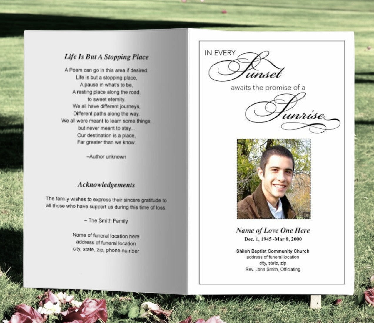 Sunset Funeral Program Template