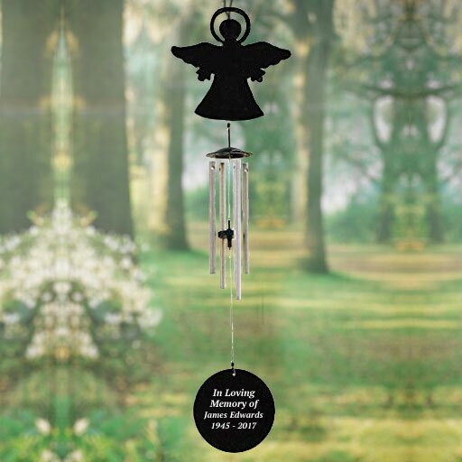 Personalized Angel Silhouette In Loving Memory Memorial Wind Chime.