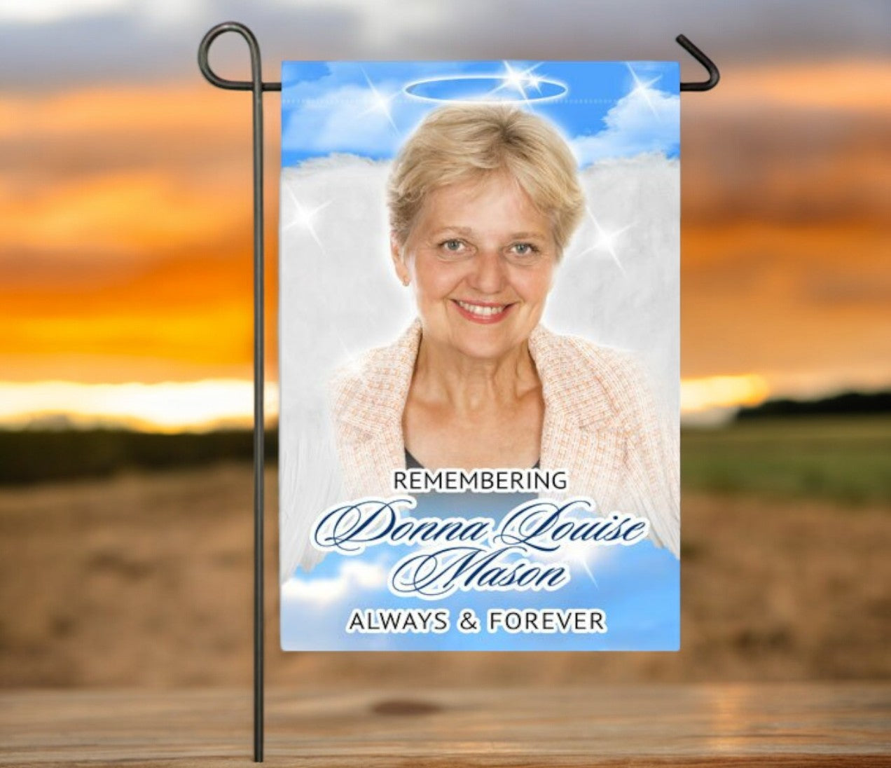 Heavenlies Personalized Memorial Garden Flag