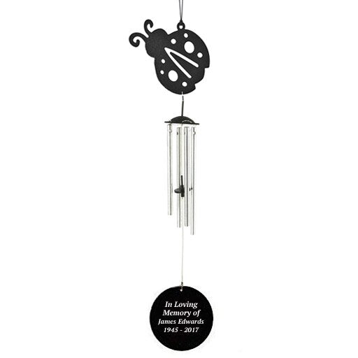 Personalized Lady Bug Silhouette In Loving Memory Memorial Wind Chime.