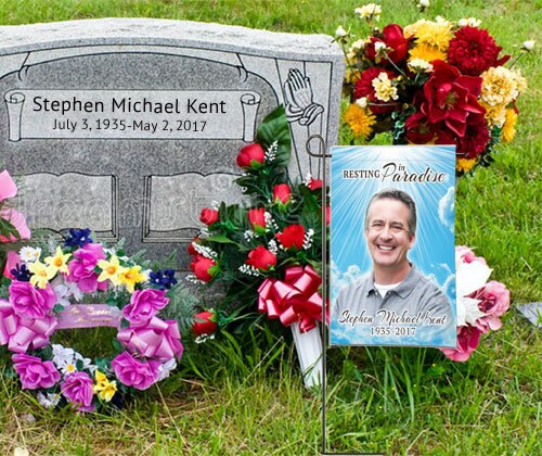 White Flowers Personalized Memorial Garden Flag.