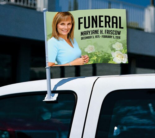 Garden Funeral Car Flag and Pole.