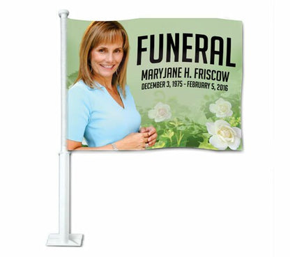 Garden Funeral Car Flag and Pole.