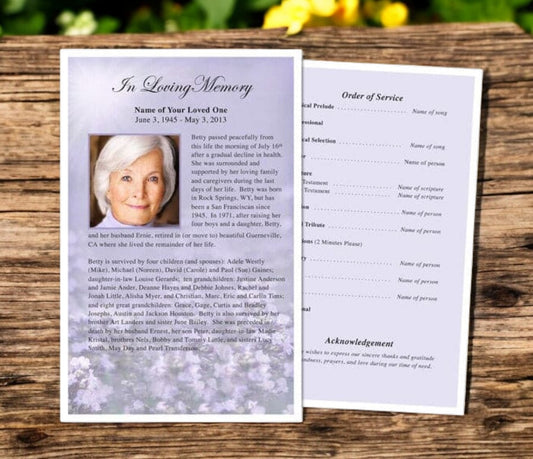 Lilac Funeral Flyer Half Sheets Template