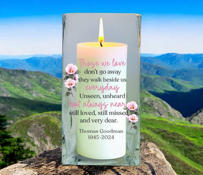 Those We Love Personalized Square Glass Memorial Candle