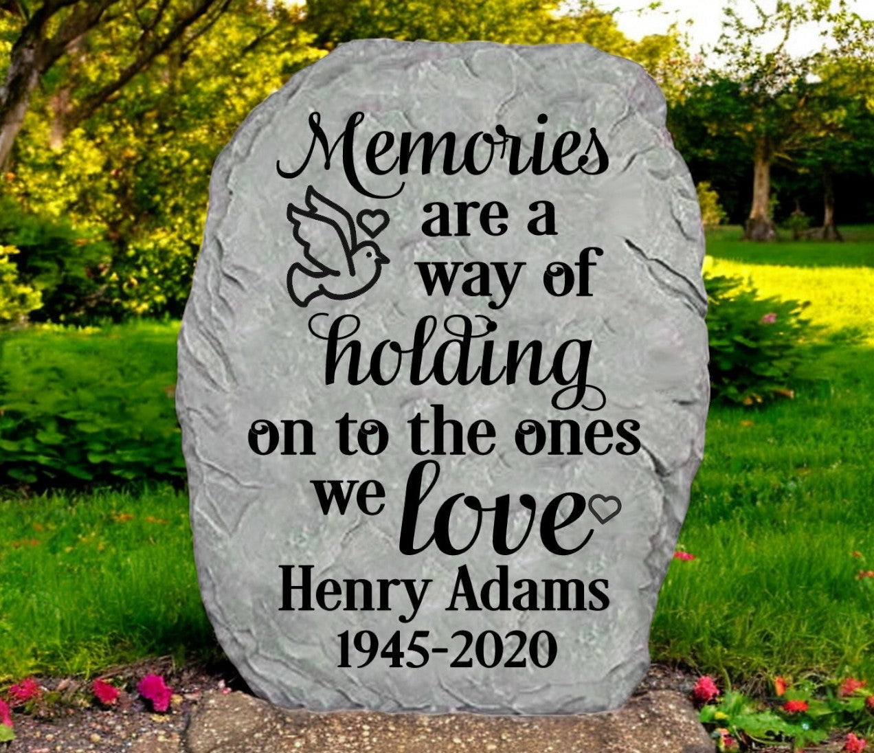 Personalized Holding Memories Memorial Garden Stone