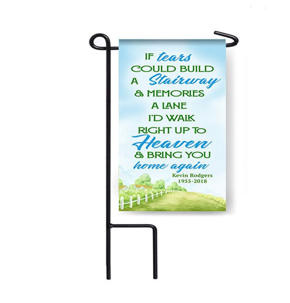 Personalized If Tears Stairway Memorial Garden or Cemetery Flag