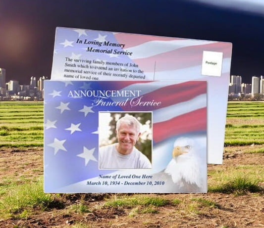 Patriot Funeral Announcement Postcard Template