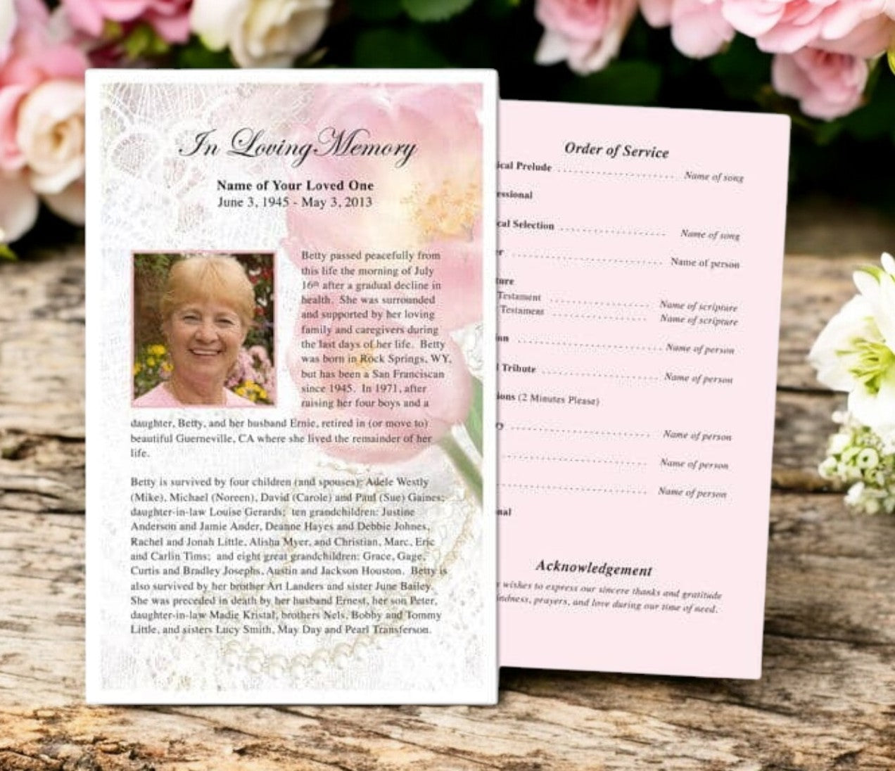 Pearls Funeral Flyer Template