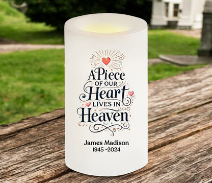 Piece of My Heart Personalized Flameless LED Memorial Candle