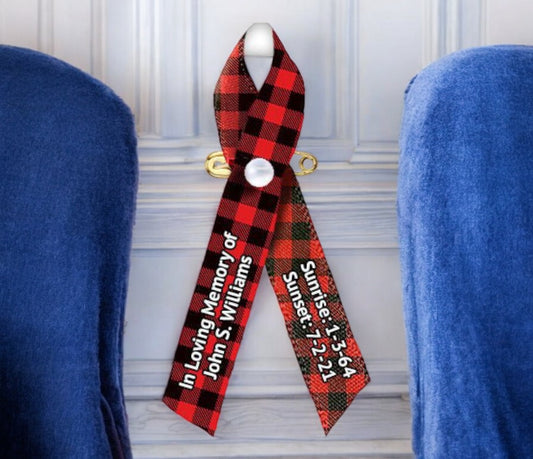 Plaid Custom Memorial Awareness Ribbon - Pack of 10