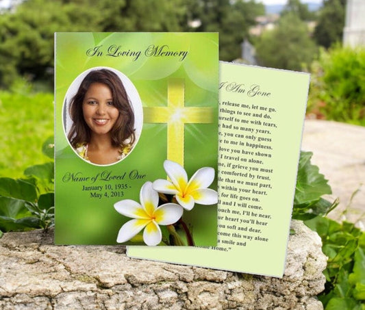 Plumeria Small Memorial Card Template