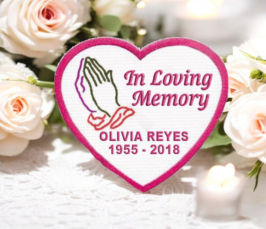 Praying Hands Heart Embroidered In Loving Memory Of Patch - Funeral Program - Site Funeral Programs & Templates