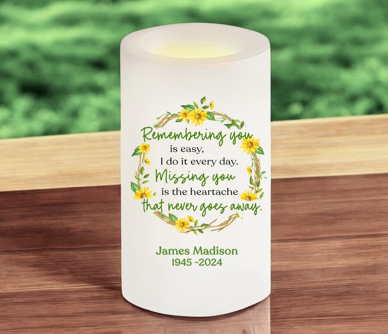 Remembering You Personalized Flameless LED Memorial Candle