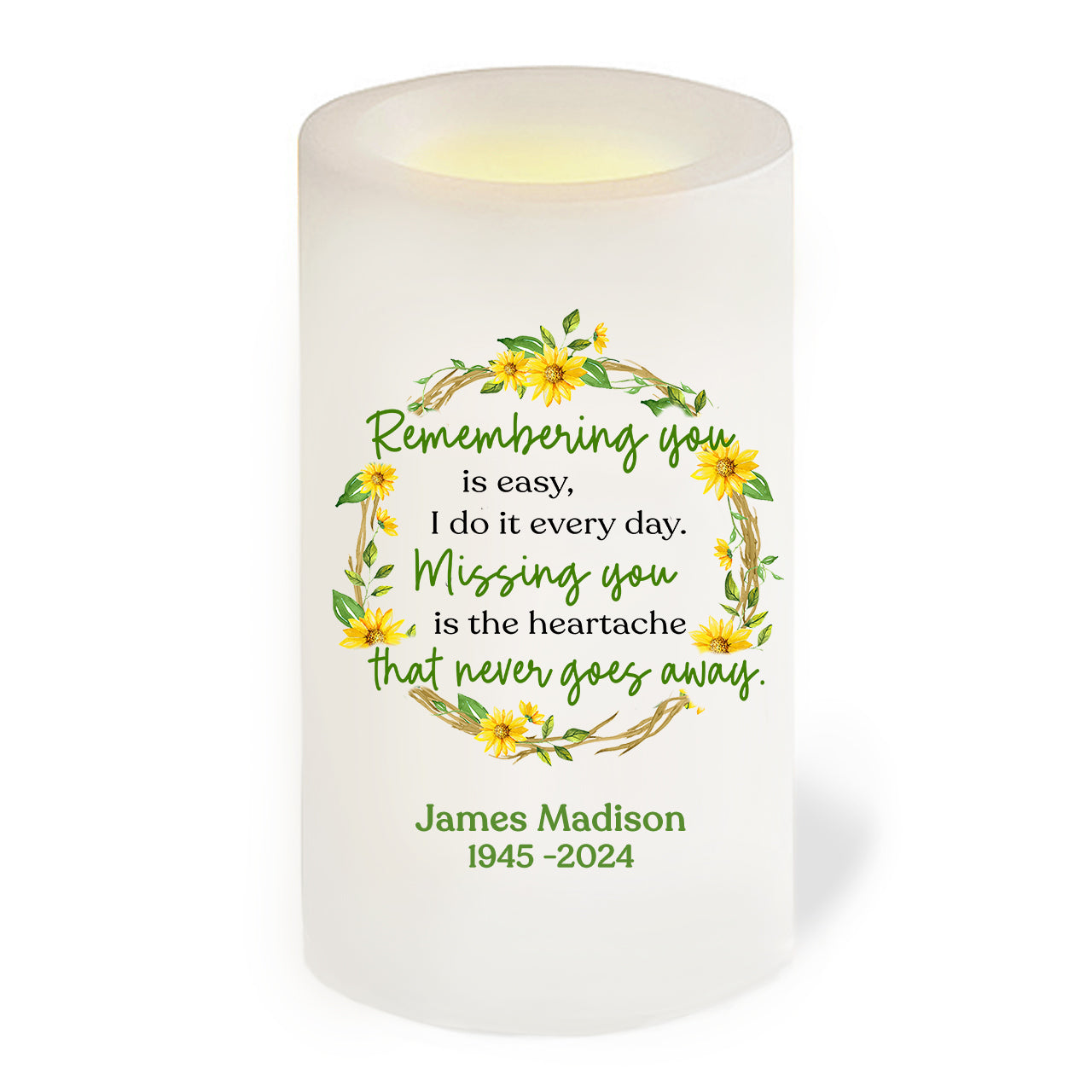 Remembering You Personalized Flameless LED Memorial Candle