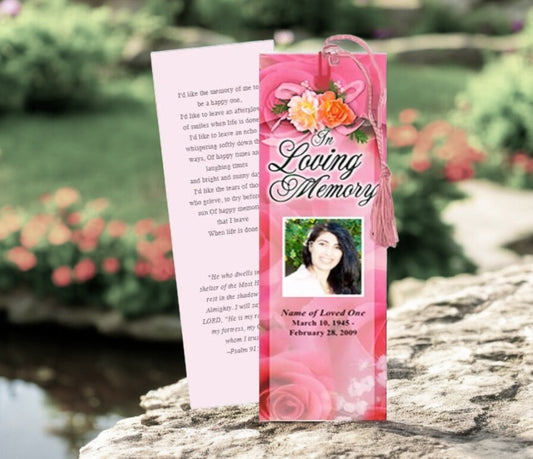 Rosy Memorial Bookmark Template