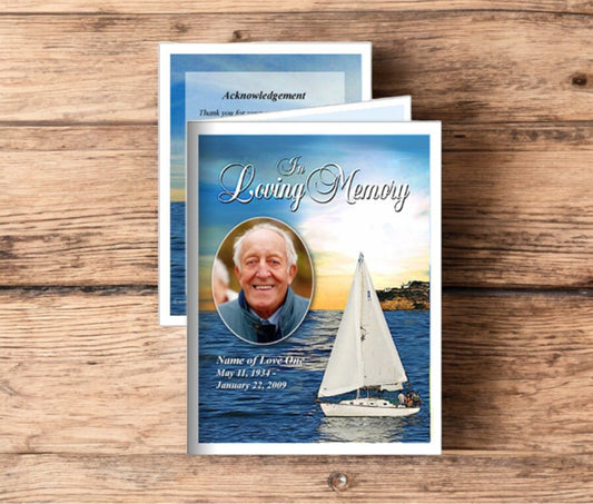 Voyage Small Memorial Card Template