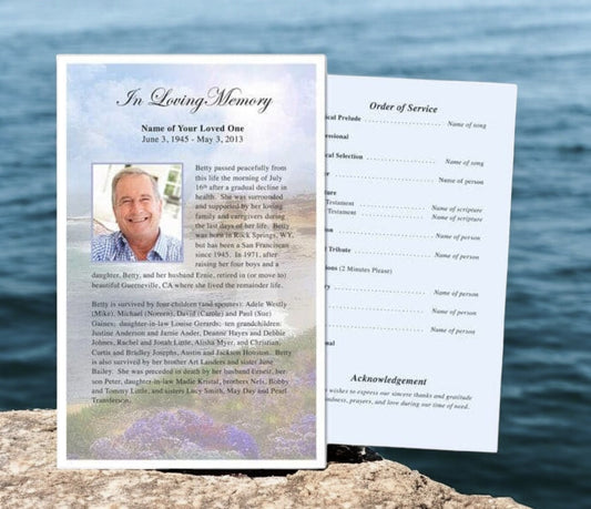 Seascape Funeral Flyer Template