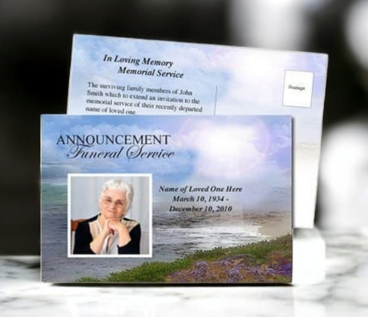 Seascape Funeral Announcement Postcard Template