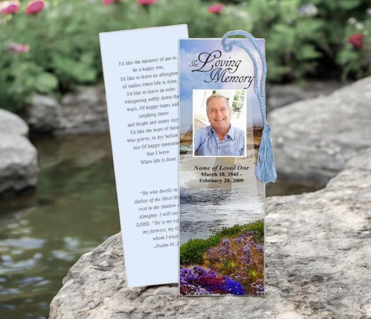 Seascape Memorial Bookmark Template