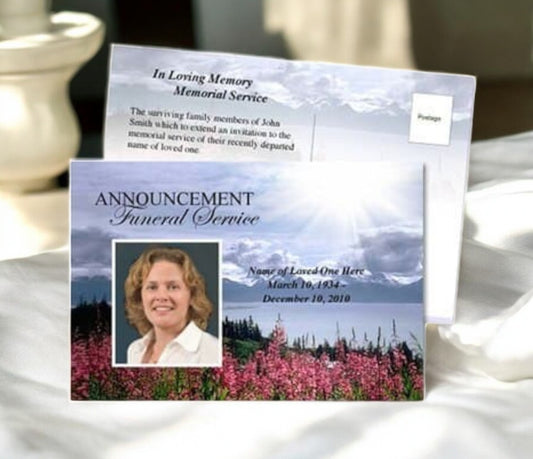 Seasons Funeral Announcement Postcard Template