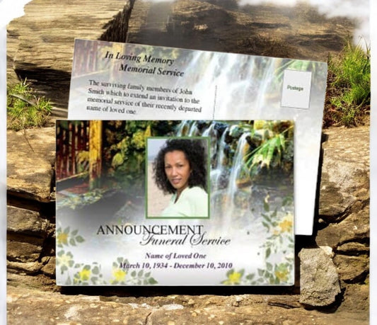 Serene Funeral Announcement Postcard Template