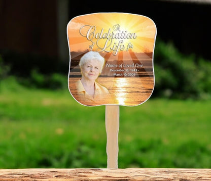 Sunrise Personalized Hour Glass Memorial Fan (Pack of 10)