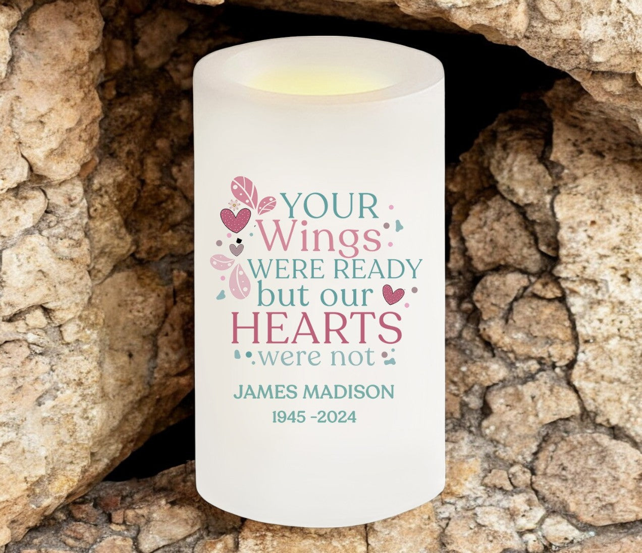 Wings Were Ready Personalized Flameless LED Memorial Candle