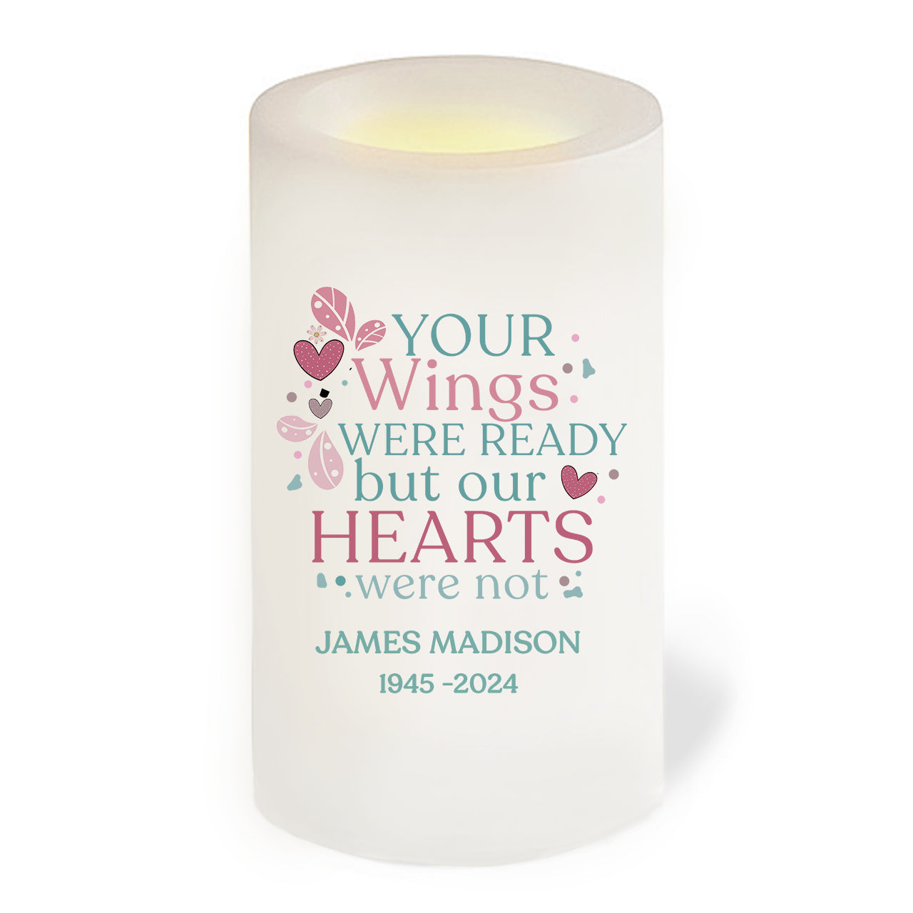 Wings Were Ready Personalized Flameless LED Memorial Candle