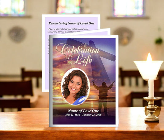 Worship Small Memorial Card Template