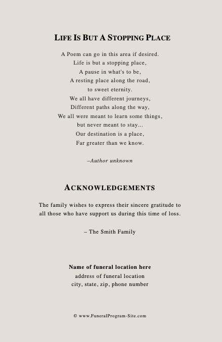 Legal 4-Sided Graduated Funeral Program Template.