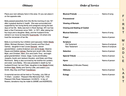 Spiritual 4-Sided Graduated Funeral Program Template.