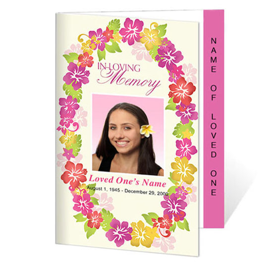 Aloha 4-Sided Graduated Funeral Program Template.