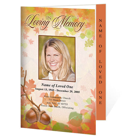 Autumn 4-Sided Graduated Funeral Program Template.