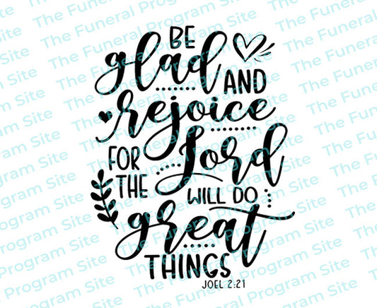 Be Glad Bible Verse Word Art.