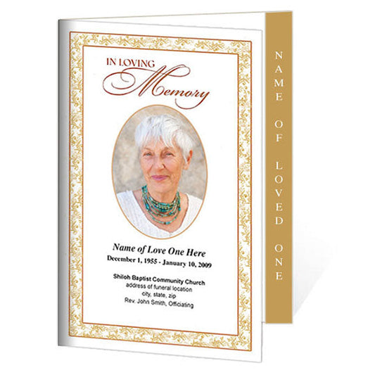 Caramel 4-Sided Graduated Funeral Program Template.