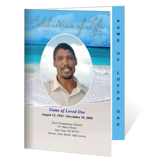 Caribbean 4-Sided Graduated Funeral Program Template.