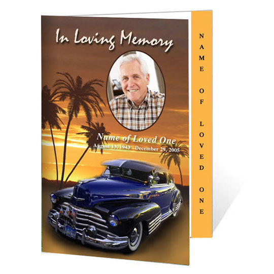 Classic Car 4-Side Graduated Funeral Program Template – Funeral Program