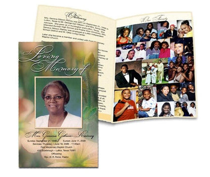 Center Fold Bifold Funeral Program Customization Service.