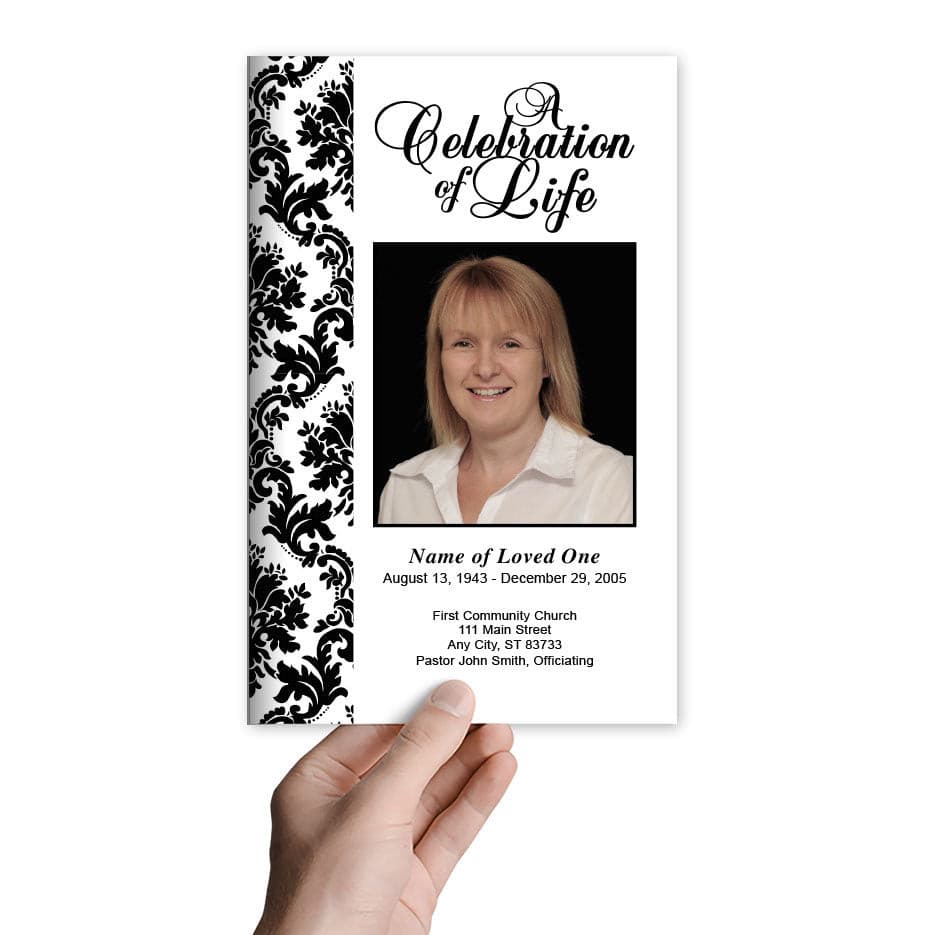 Damask Funeral Program Template.