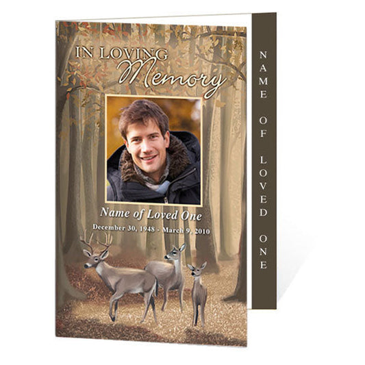 Deer 4-Sided Graduated Funeral Program Template.