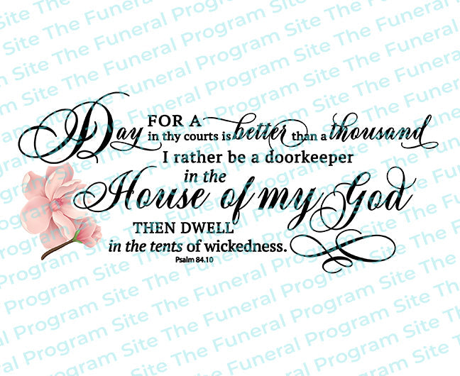 Be A DoorKeeper Funeral Bible Verses Word Art – Funeral Program-Site ...